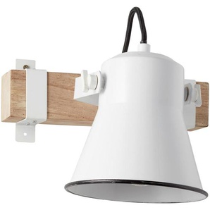 Wandleuchte Plow , Weiß, Hellbraun , Holz, Metall , Laterne,Laterne , 24x25x17 cm , drehbar, schwenkbar , Lampen & Leuchten, Innenbeleuchtung, Wandleuchten, Wandleuchten Mit Schwenkarm