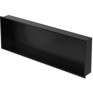 Wandnische aus Edelstahl, 90x30x10 cm, Schwarz, Duschnische mit Rahmen, Einbauregal, Flexibler Einbau, Befliesbare Nische für Badutensilien,