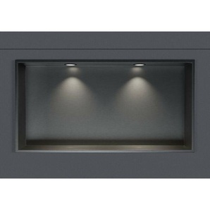 Wandnische Edelstahl Bernstein NT306010X mit LED-Spot 30x60x10 cm Gunmetal 2x Spot Einbaurahmen Schwarz matt