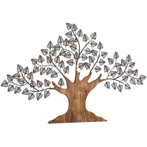 Wandobjekt Laubert Eisen, pulverbeschichtet Massivholz Pinie, gebeizt Braun 117 x 70 x 3cm