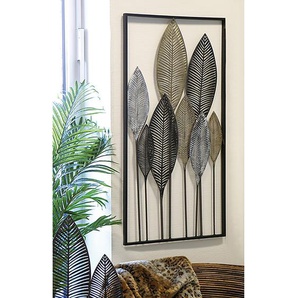 Wandobjekt Palmblätter Aluminium, lackiert Braun 55 x 97 x 5cm