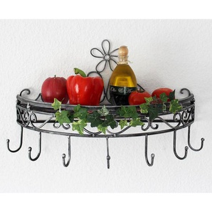 Wandregal 09919 Wandkonsole 50 cm Küchenregal aus Metall Topfhänger Kräuterregal