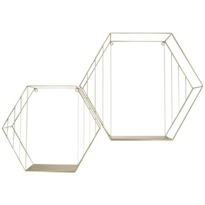 Wandregal, 2er Set - gold - Materialmix - 43,5 cm - 37,5 cm - 12 cm | Möbel Kraft