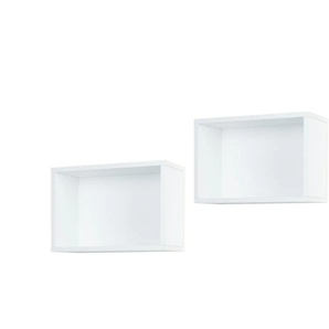 Wandregal 2er-Set - weiß - Materialmix - 40 cm - 28 cm | Möbel Kraft