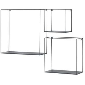Wandregal 3er-Set - schwarz - Materialmix - 40 cm - 40 cm - cm 15,0 | Möbel Kraft