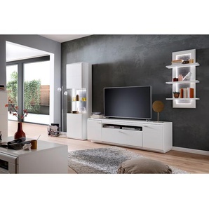 Wandregal Ablagen: MDF Mitteldichte Holzfaserplatte , beschichtet Paneel: Spanplatte, beschichtet Weiß 60 x 118 x 22cm