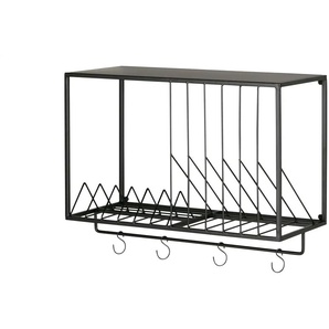 Wandregal für Teller und Tassen - schwarz - Materialmix - 55 cm - 39 cm - cm 25,0 | Möbel Kraft