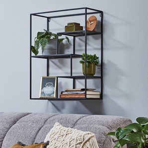 Wandregal Kalanti Metall, lackiert Schwarz 50 x 60 x 18cm