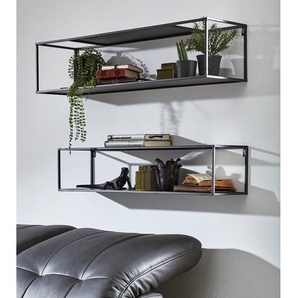 Wandregal Lancieux I 2er-Set Metall, lackiert Schwarz 95 x 20 x 20cm