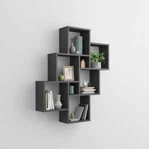 Wandregal Lugo I Spanplatte, melaminbeschichtet Grau/Anthrazit 81 x 94 x 15cm