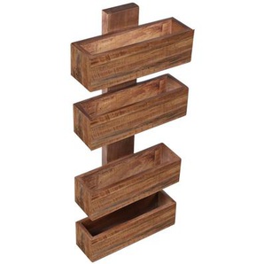 Wandregal Mango Holz, 4 Ablagefächer - Regal, Wandboard