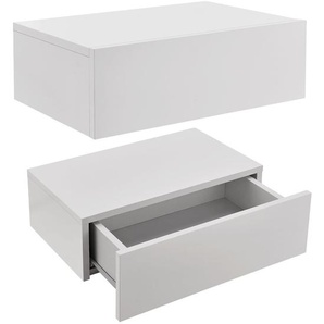 Wandregal Nachttisch 46x30x15 cm mit Schublade Weiß