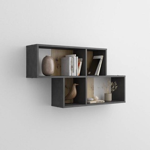 Wandregal Panao Spanplatte, melaminbeschichtet Braun/Anthrazit/Eiche Dekor 100 x 53 x 19cm