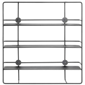 Wandregal, Schwarz, Metall, 3 Fächer, 53x56x14 cm, hängend, Küchen, Küchenmöbel, Küchenregale