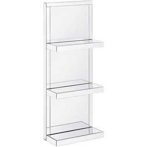 Wandregal Silber Glas mit 3 Böden rechteckig Spiegeleffekt Modern Glamourös Badezimmer Wohnzimmer Schlafzimmer Wanddekoration