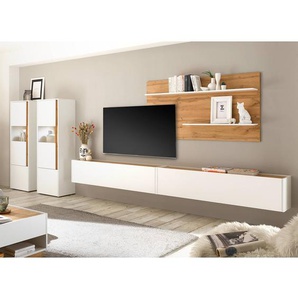 Wandregal Spanplatte, beschichtet Braun/Eiche Dekor/Weiß 155 x 80 x 20cm