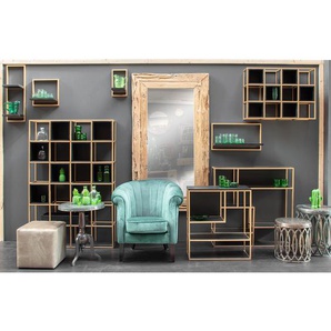 Wandregale I Front & Korpus: Massivholz Akazie, gebeizt und lackiert Gestell: Metall, lackiert Schwarz 100 x 100 x 25cm