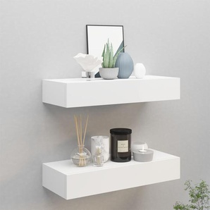 Wandregale mit Schubladen 2 Stk. Weiß 60x23,5x10 cm MDF