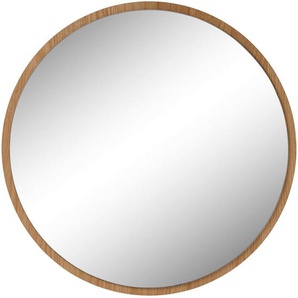 Wandspiegel Agra, Eiche, Holz, Glas, Holzwerkstoff, Eiche, furniert, rund, 75x75x2 cm, Spiegel, Wandspiegel