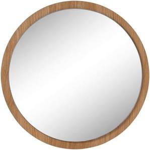 Wandspiegel Agra, Eiche, Holz, Glas, Holzwerkstoff, Eiche, furniert, rund, 40x40x2 cm, Spiegel, Wandspiegel