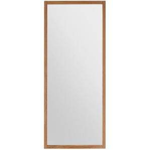 Wandspiegel Alwar, Eiche, Glas, Eiche, massiv, rechteckig, 50x120x2 cm, senkrecht und waagrecht montierbar, Ganzkörperspiegel, Spiegel, Wandspiegel
