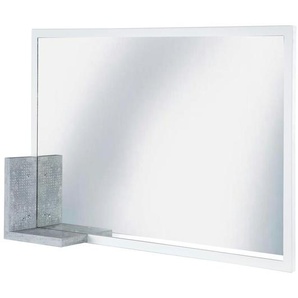 Wandspiegel, Beton Optik - weiß - Materialmix - 100 cm - 66 cm | Möbel Kraft