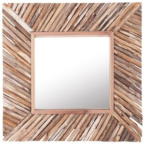 Wandspiegel Braun Quadratisch 60 x 60 cm Holz Modern Landhausstil
