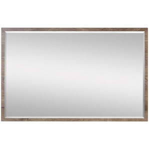 Wandspiegel , Eiche , Glas , rechteckig , 99x64x2 cm , Facettenschliff , Garderobe, Garderobenspiegel, Garderobenspiegel