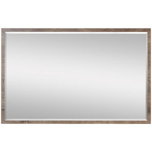 Wandspiegel , Eiche , Glas , rechteckig , 99x64x2 cm , Facettenschliff , Garderobe, Garderobenspiegel, Garderobenspiegel
