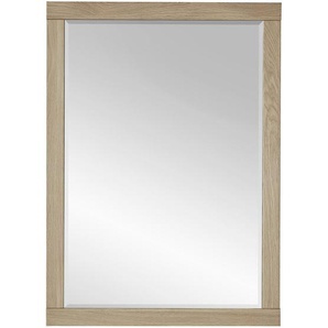 Wandspiegel , Eiche , Glas , Wildeiche , furniert , rechteckig , 65x90x3 cm , Facettenschliff, senkrecht montierbar , Garderobe, Garderobenspiegel, Garderobenspiegel