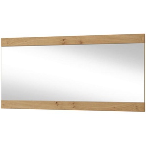 Wandspiegel, Glas, Balkeneiche, furniert, rechteckig, 125x59x7 cm, Made in Germany, Spiegel, Wandspiegel