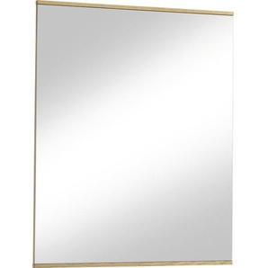 Wandspiegel , Glas , Eiche , massiv , rechteckig , 68x82x2.1 cm , senkrecht montierbar , Garderobe, Garderobenspiegel, Garderobenspiegel