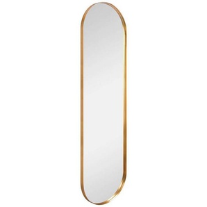 Wandspiegel, Gold, Glas, oval, 40x150x3 cm, senkrecht und waagrecht montierbar, Ganzkörperspiegel, Spiegel, Wandspiegel