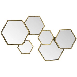 Wandspiegel, Gold, Metall, Glas, 91x52x4 cm, Wohnspiegel, Wandspiegel