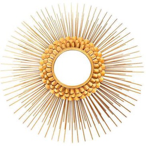Wandspiegel, Gold, Metall, Glas, rund, 81x81x6 cm, Badezimmer, Badezimmerspiegel, Badspiegel