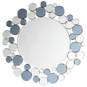 Wandspiegel, Grau, Silber, Metall, Glas, rund, 80x80x5 cm, Wohnspiegel, Wandspiegel