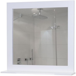 Wandspiegel HWC-F75, Badezimmer Badspiegel Spiegel, Ablagefläche Landhaus 58X59x12cm Weiß