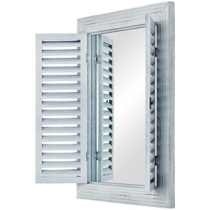 Wandspiegel im Fensterdesign | weiß | Holz, Holzwerkstoff | 40 cm | 54 cm | 2,5 cm |