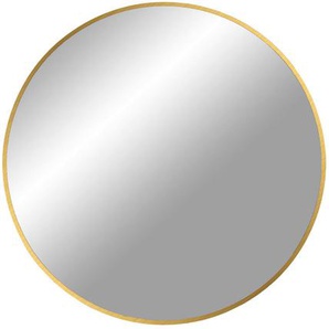 Wandspiegel, Messing, Metall, Glas, rund, 60x60x3 cm, Spiegel, Wandspiegel
