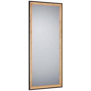 Wandspiegel, Schwarz, Eiche Artisan, Glas, rechteckig, 70x170x2.7 cm, senkrecht und waagrecht montierbar, in verschiedenen Größen erhältlich, Ganzkörperspiegel, Spiegel, Wandspiegel