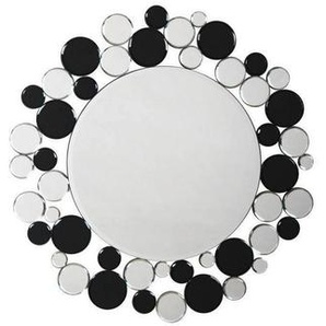 Wandspiegel , Schwarz, Silber , Metall, Glas , rund , 80x80x5 cm , Badezimmer, Badezimmerspiegel, Badspiegel