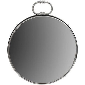 Wandspiegel , Schwarz, Silber , Metall, Glas , rund , 41x41x3 cm , Verzierungen , Badezimmer, Badezimmerspiegel, Badspiegel