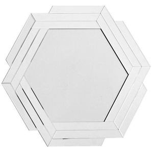 Wandspiegel, Silber, Metall, Glas, sechseckig, 80x85x1.6 cm, Badezimmer, Badezimmerspiegel, Badspiegel