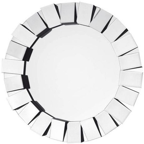 Wandspiegel, Silber, Metall, Glas, rund, 80x80x5 cm, Badezimmer, Badezimmerspiegel, Badspiegel