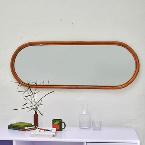 Wandspiegel TOM TAILOR Spiegel Gr. B/H/T: 44 cm x 120 cm x 3,5 cm, oval, mit Rattanrahmen, beige (natur) Wandspiegel mit TOM TAILOR Metallring am Rahmen