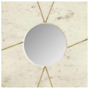 Wandspiegel, Weiß, Glas, Stein, Holzwerkstoff, quadratisch, 41x41x2 cm, Spiegel, Wandspiegel