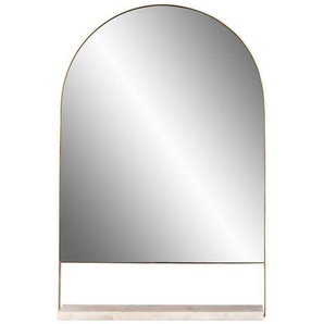 Wandspiegel, Weiß, Metall, Glas, Stein, formgebogen, 43.5x69x10 cm, Ablage, Spiegel, Wandspiegel