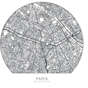 Wandtattoo WALL-ART Paris Tapete runder Stadtplan Wandtattoos Gr. B/H/T: 120 cm x 120 cm x 0,1 cm, Paris Tapete runder Stadtplan, schwarz Wandtattoos Wandsticker