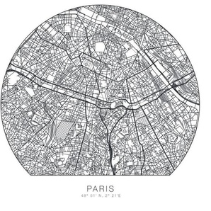 Wandtattoo WALL-ART Paris Tapete runder Stadtplan Wandtattoos Gr. B/H/T: 120 cm x 120 cm x 0,1 cm, Paris Tapete runder Stadtplan, schwarz Wandtattoos Wandsticker selbstklebend, entfernbar