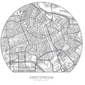 Wandtattoo WALL-ART Stadtplan Amsterdam Tapete Wandtattoos Gr. B/H/T: 120 cm x 120 cm x 0,1 cm, schwarz Wandtattoos Wandsticker